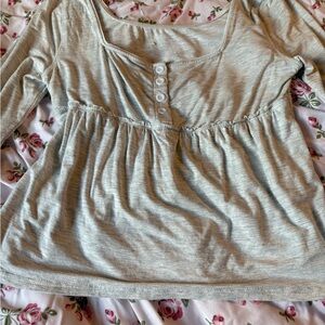 2/35$🍓⭐️ Women’s Scoop Neck Button Babydoll Top - Light Gray